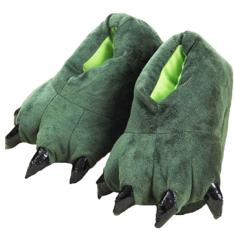 acdiac Unisex Soft Monster Claw Slippers Fun Dino Slippers Animal Paw Shoes For Men Women Boy Girl With Home Halloween Party Cosply Costume Footwear (L, Green) - Image 1